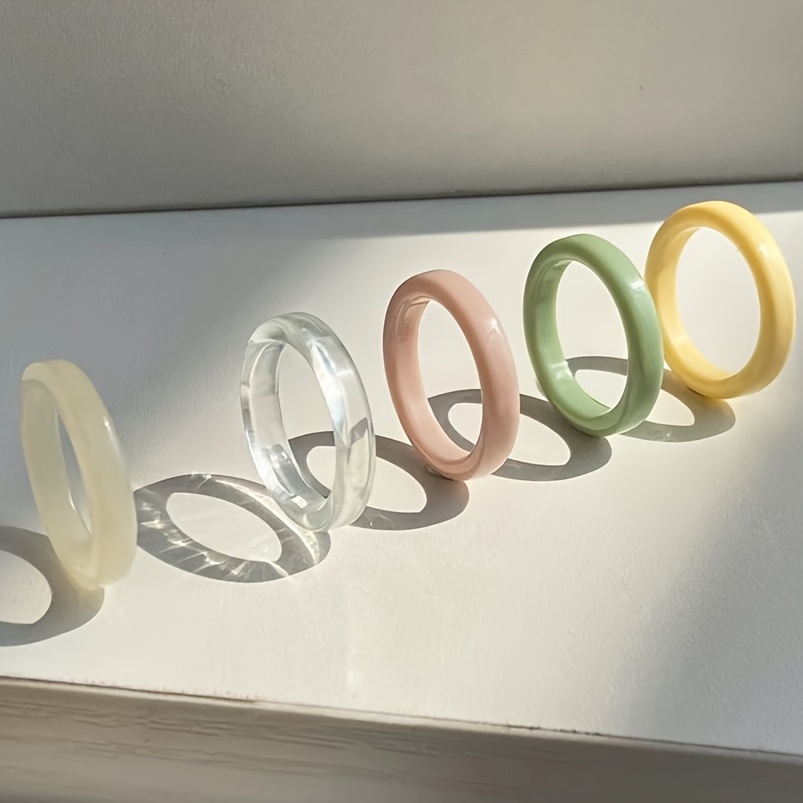 5pcs Colorful Resin Circle Rings Set